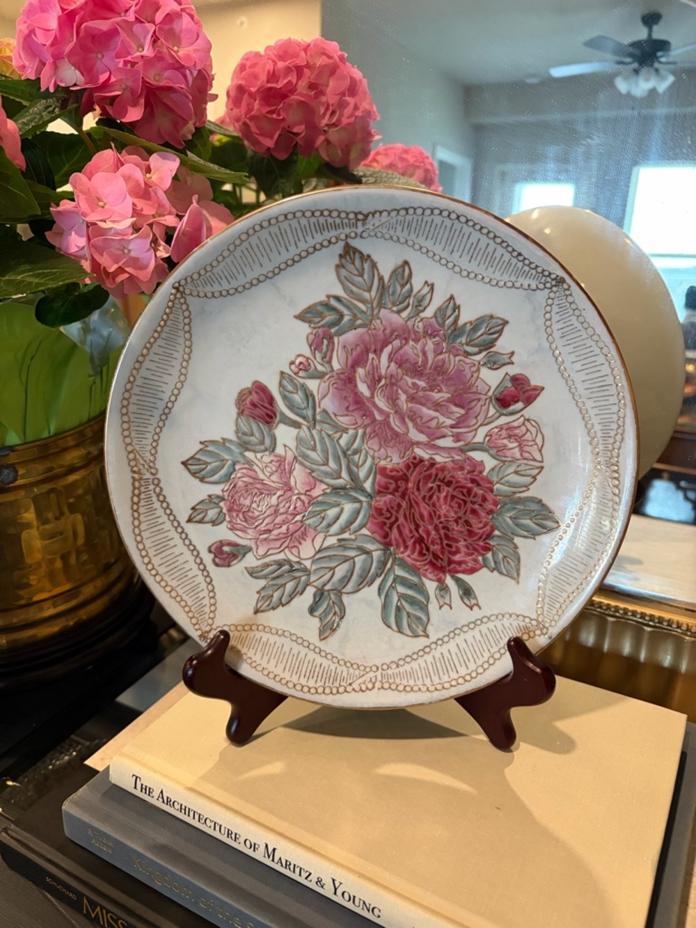 Vintage Toyo Decorative Chinese Chinoiserie Plate Rose Painted Asian